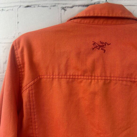 Arcteryx Orange Button Shirt Womens L Long Sleeve Relaxed Fit Outdoors Gorpcore - Picture 10 of 12